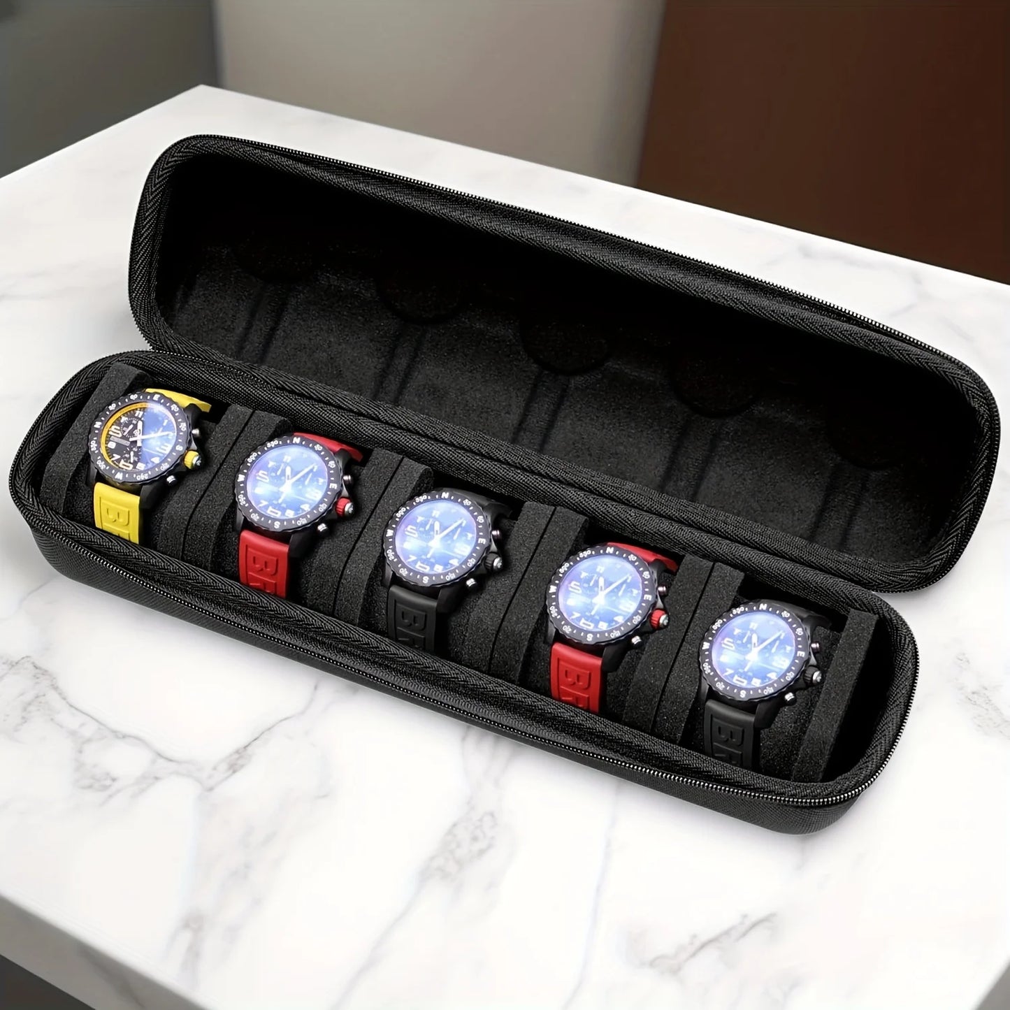 5 Slot Hard Shell Watch Travel Case & Storage Organiser