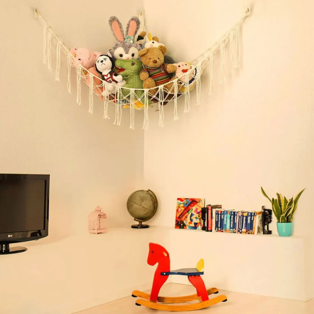 Boho Corner Hanging Storage Net for Toys & Plushies