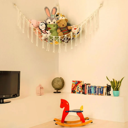 Boho Corner Hanging Storage Net for Toys & Plushies