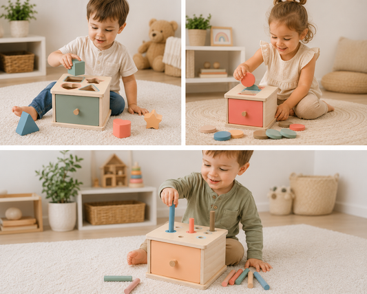 Wooden Shape Sorting Box for Toddler Learning & Development
