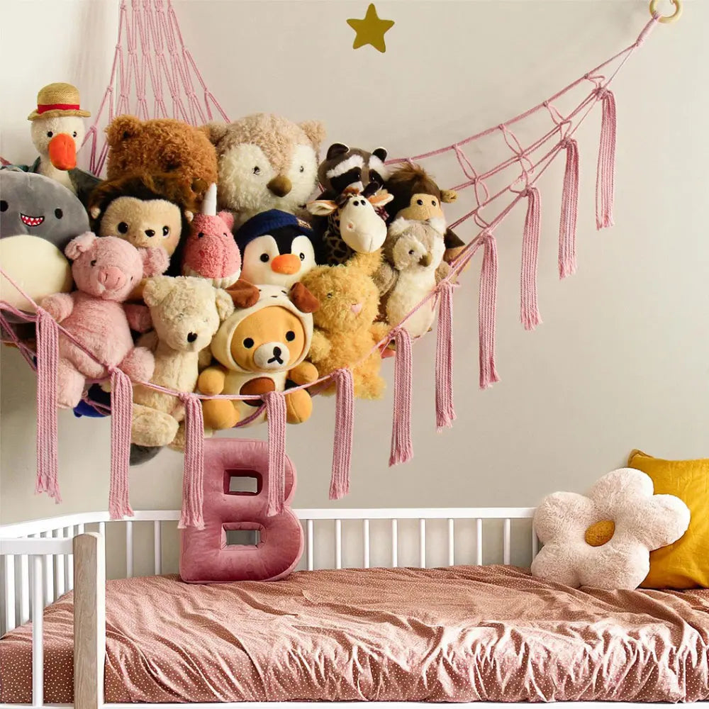 Boho Corner Hanging Storage Net for Toys & Plushies