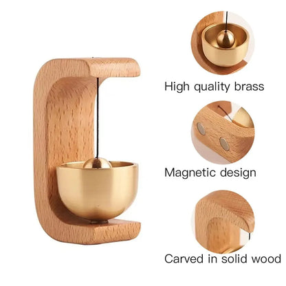 Magnetic Copper Wind Chime with Wooden Display Base