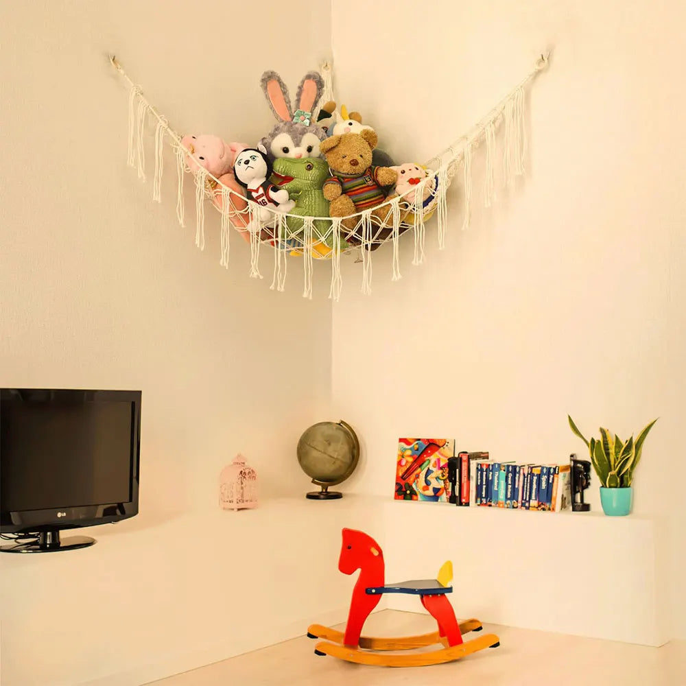 Boho Corner Hanging Storage Net for Toys & Plushies