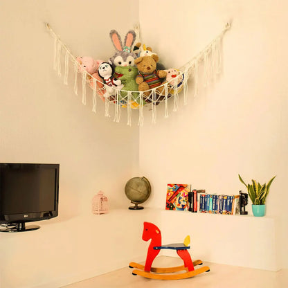 Boho Corner Hanging Storage Net for Toys & Plushies