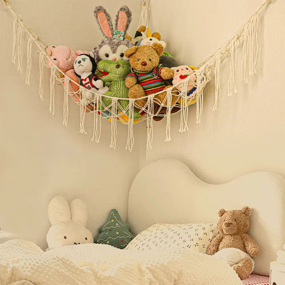 Boho Corner Hanging Storage Net for Toys & Plushies